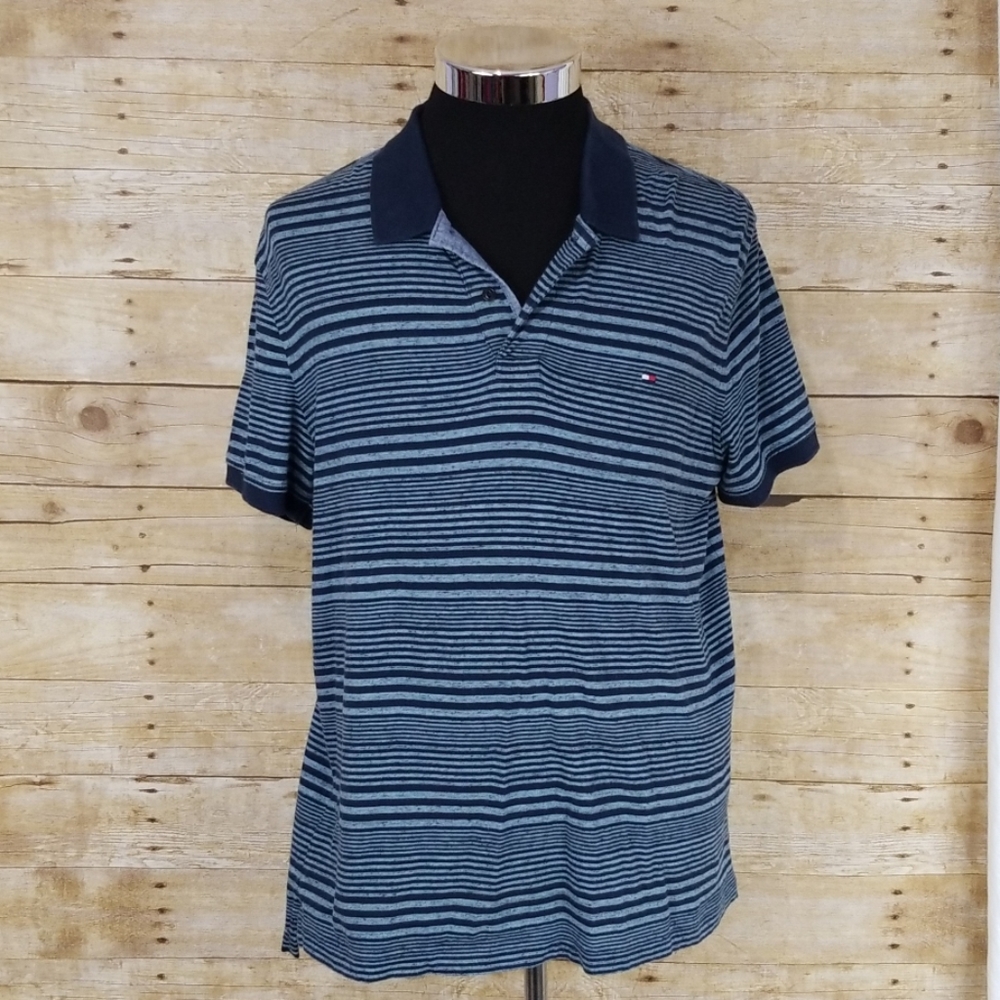 Tommy Hilfiger Striped Blue Polo Shirt